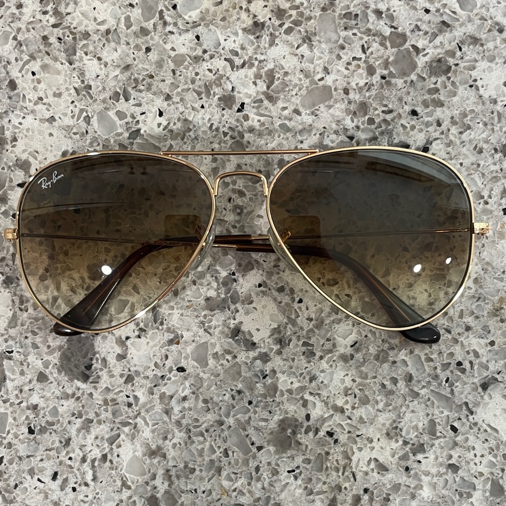 Ray-Ban Gold Aviator Sunglasses with Brown Lenses